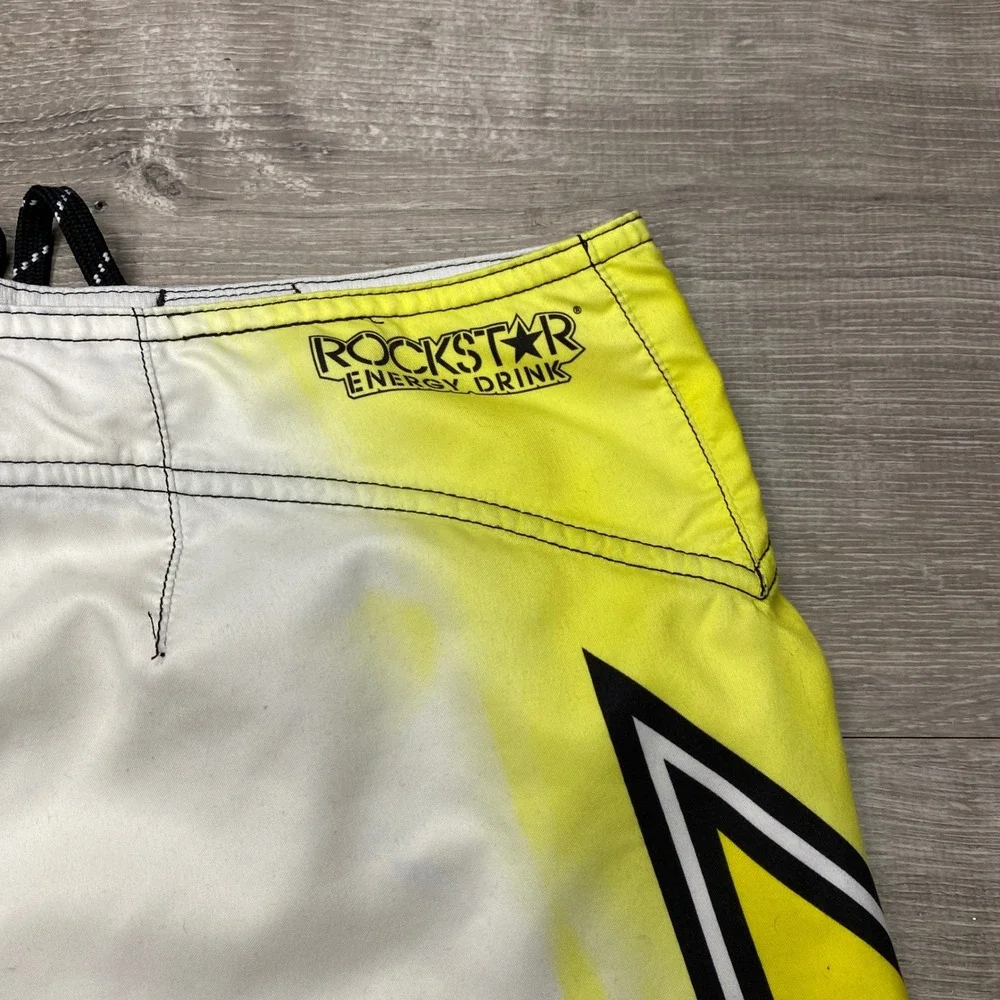 Fox Racing Board Shorts Mens 31‎ Yellow Orange Rockstar Energy Swim Trunks Surf